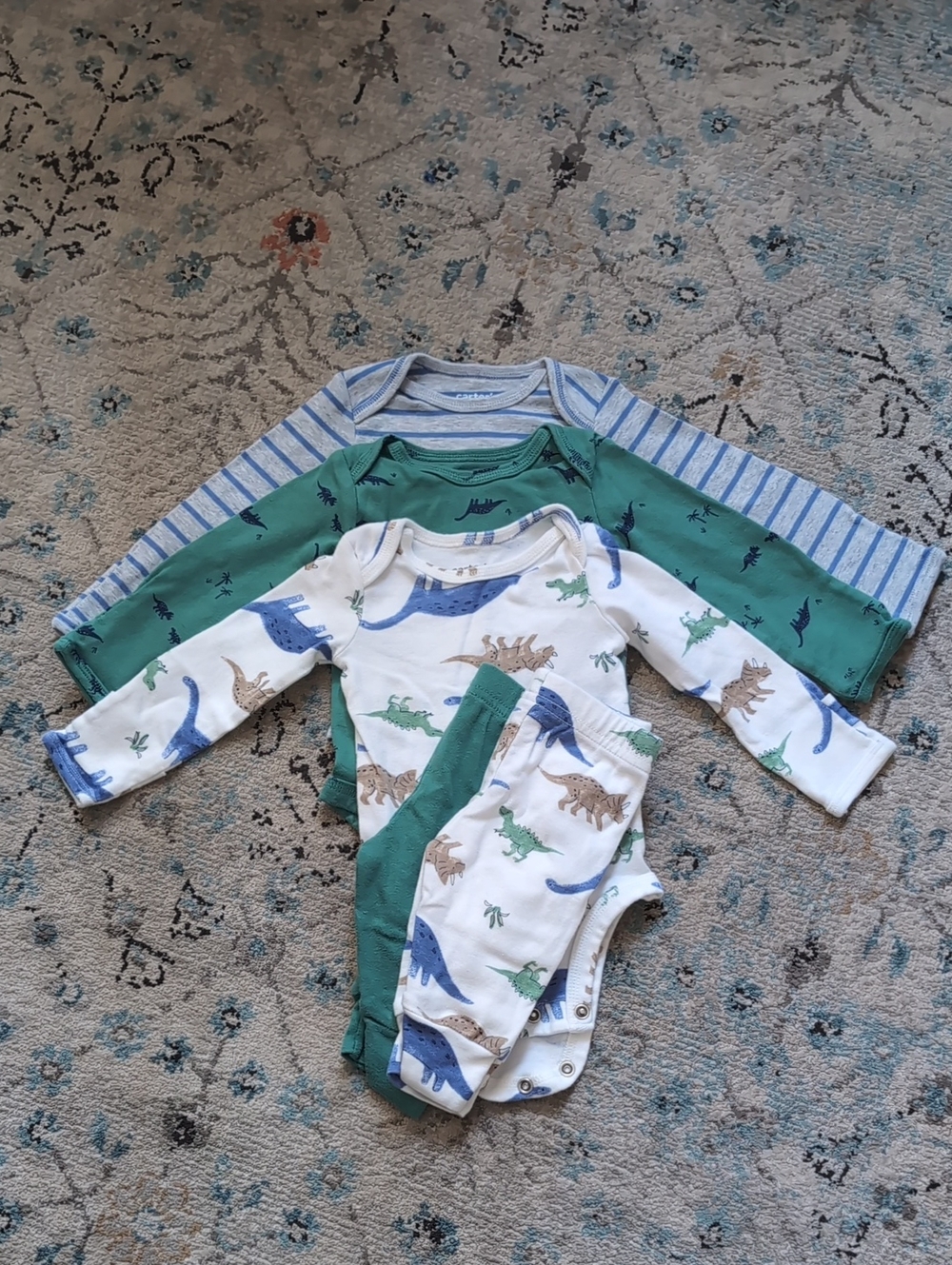 Carter's Green, Blue, White Dino Print-Piece Set